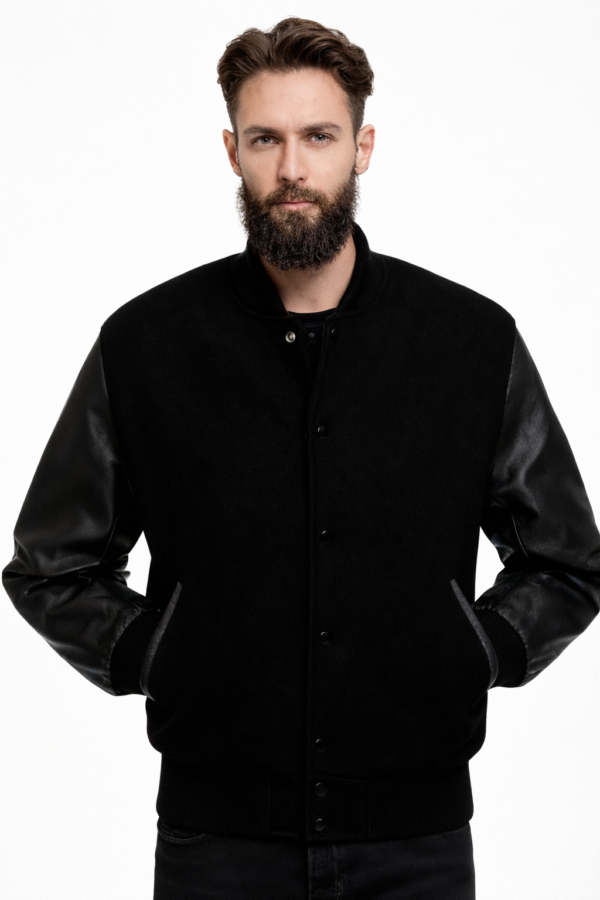 black varsity jacket